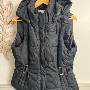 New York & Company Black Hooded Vest size L